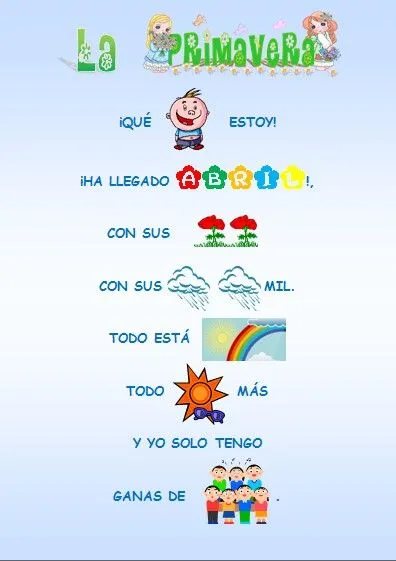 Juani maestra infantil: Poesía "La Primavera y el mes de abril ... Juani maestra infantil: Poesía "La Primavera y el mes de abril ...