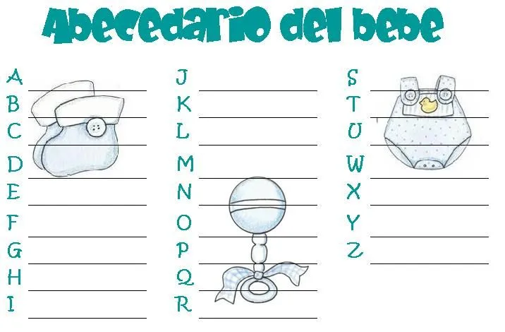 Juego del abecedario del bebé para baby shower - Imagui