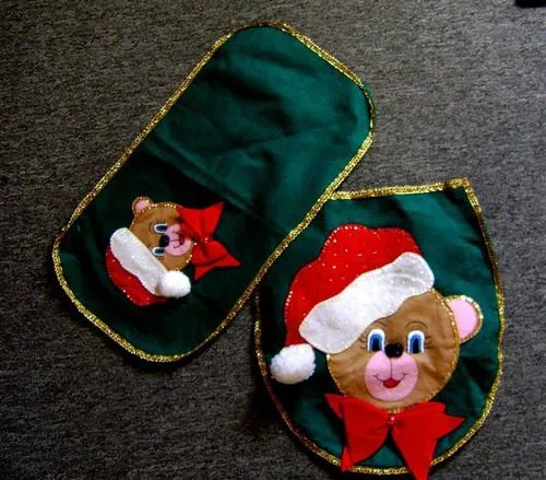Juego Para Baño Navideño De Fieltro Cosido A Mano - $ 350.00 en ...