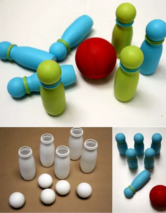 Juego de Bolos con botellas de actimel | Manualidades Infantiles