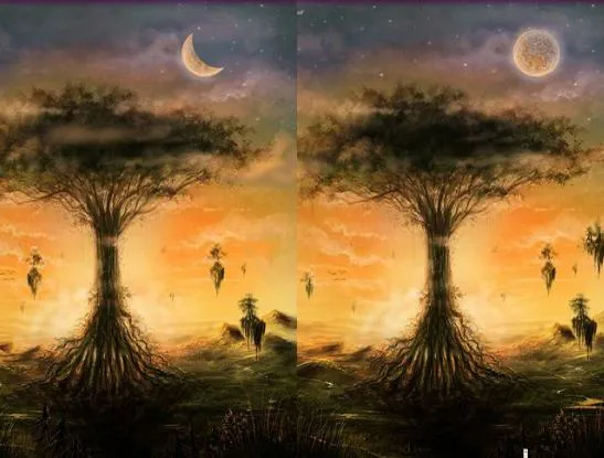 Juego de buscar diferencias en un fantastico paisaje ~ Juega con Teté