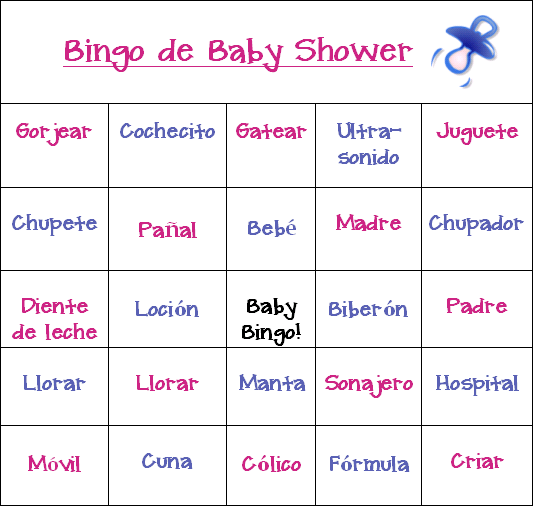 Gratis Juego de Baby Shower Bingo para fiesta infantil Gratis Juego de Baby Shower Bingo para fiesta infantil