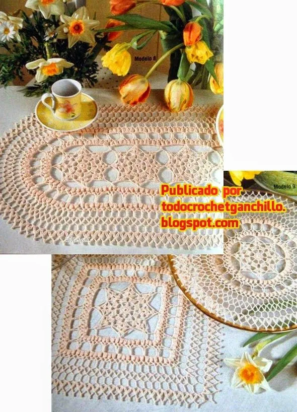 Juego de tres carpetas al crochet