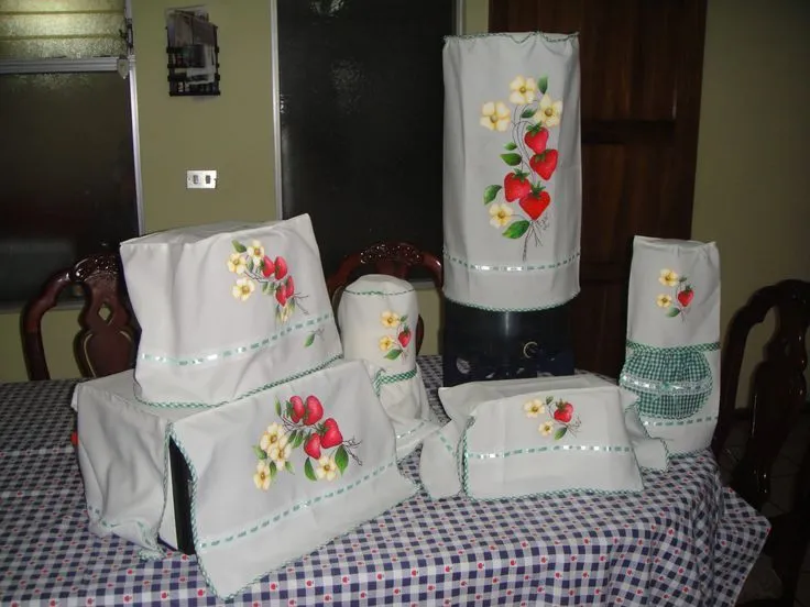 Juego de cobertores para cocina. | Mis trabajos en tecido. Pintura ... Juego de cobertores para cocina. | Mis trabajos en tecido. Pintura ...