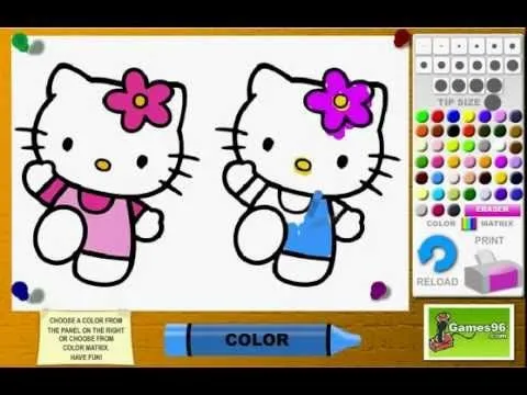 Juego: Colorear Hello Kitty - YouTube