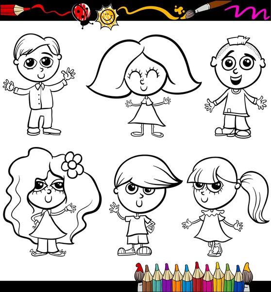 Juego para colorear libro de la historieta de los niños — Vector ...