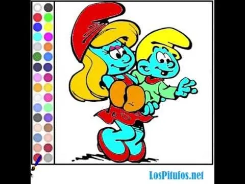 Juego: Colorear Pitufina y Bebé Pitufo Gratis Online - YouTube