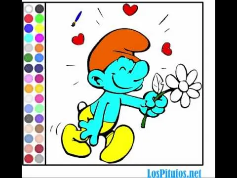 Juego: Colorear Pitufo Enamorado - YouTube