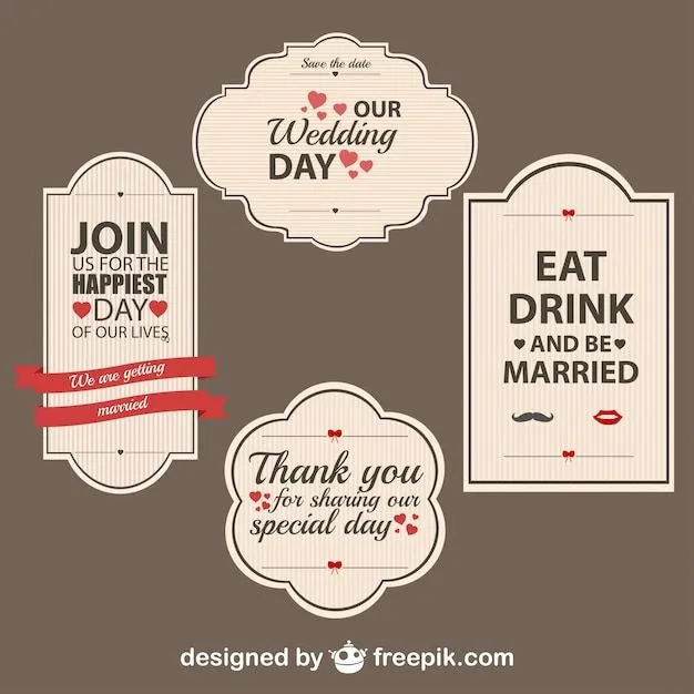 Juego de etiquetas de boda de estilo retro | Descargar Vectores gratis Juego de etiquetas de boda de estilo retro | Descargar Vectores gratis