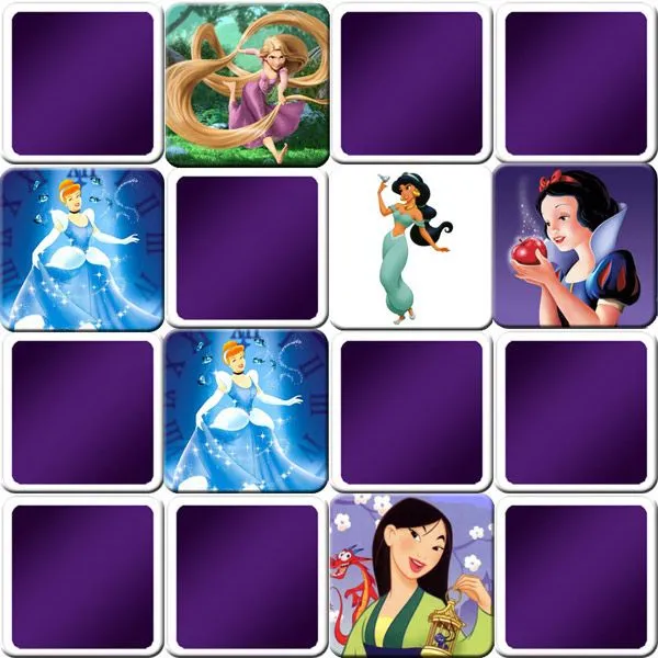Juego de memoria de princesas de Disney