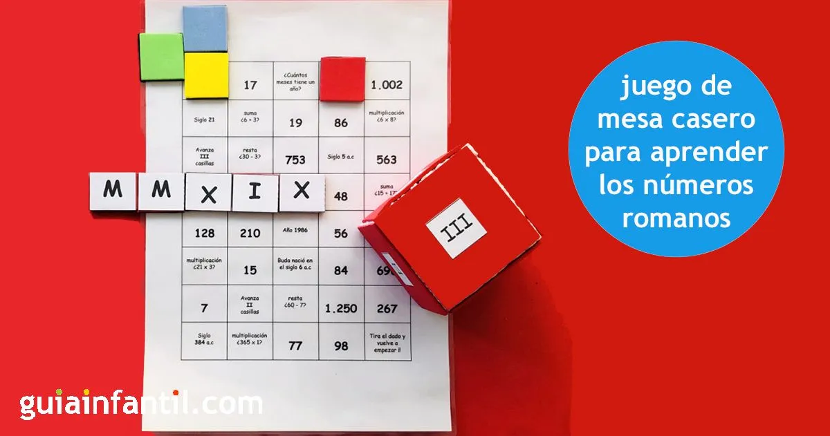Juego de mesa casero para que los niños aprendan los números romanos
