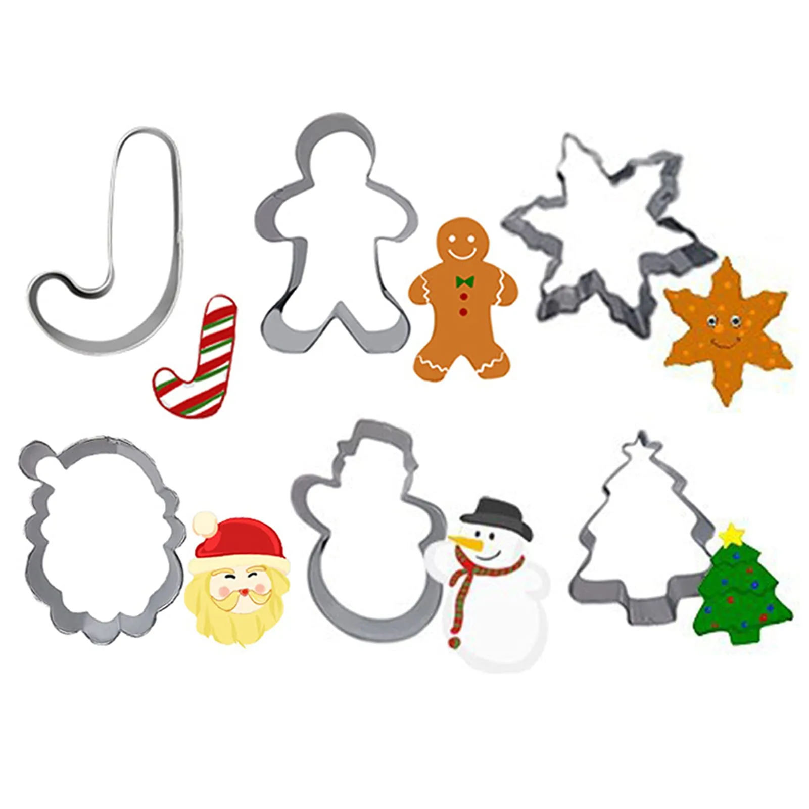 Juego de moldes para galletas de Navidad, 6 moldes de Navidad, muñeco de nieve, bastón de caramelo, copo de nieve, cara de Papá Noel, árbol de Navidad, hombre de jengibre : Amazon.com.mx: Juego de moldes para galletas de Navidad, 6 moldes de Navidad, muñeco de nieve, bastón de caramelo, copo de nieve, cara de Papá Noel, árbol de Navidad, hombre de jengibre : Amazon.com.mx: