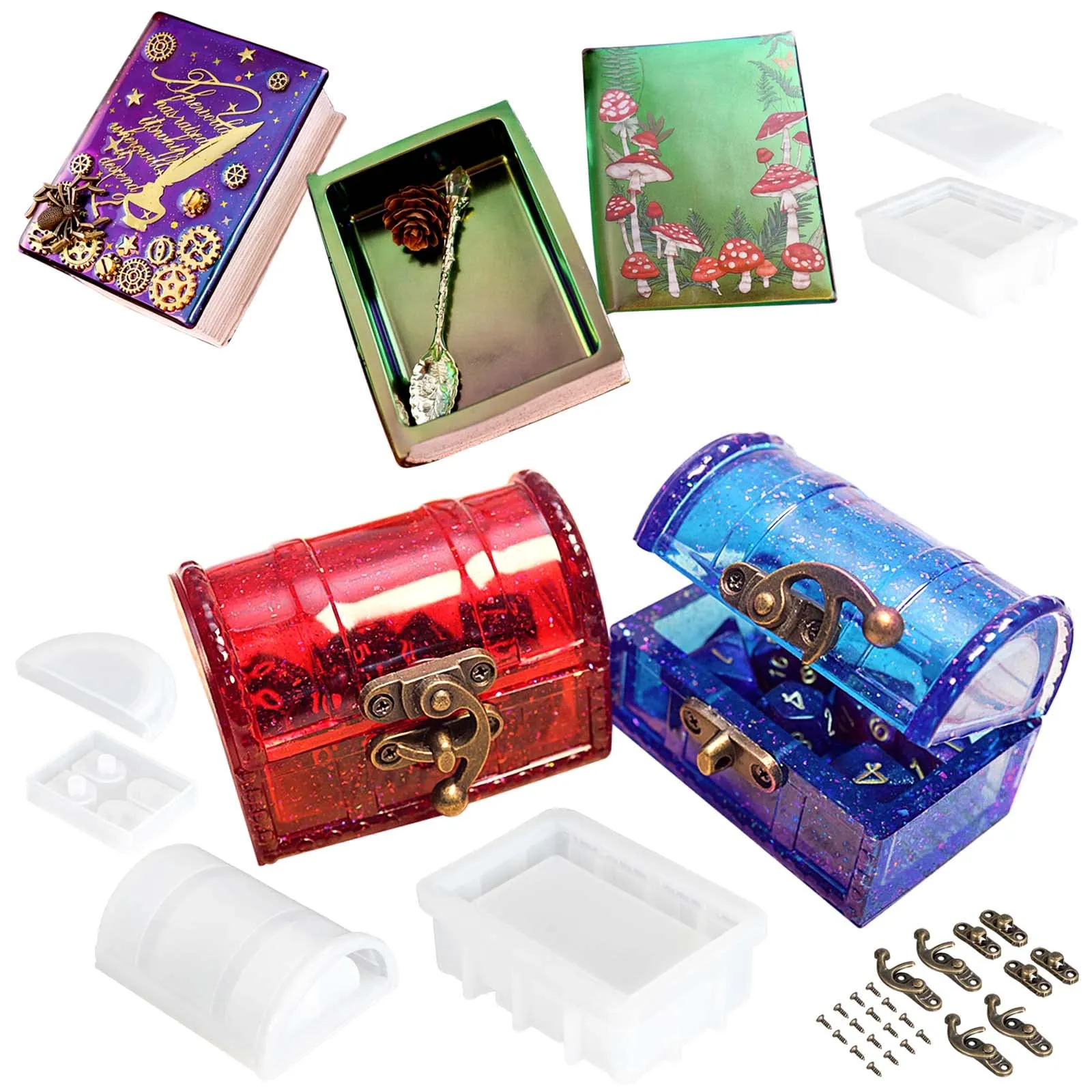 Juego de 2 moldes de silicona para caja de resina, cofre del tesoro y estuche mágico con tapas : Amazon.com.mx: Hogar y Cocina Juego de 2 moldes de silicona para caja de resina, cofre del tesoro y estuche mágico con tapas : Amazon.com.mx: Hogar y Cocina