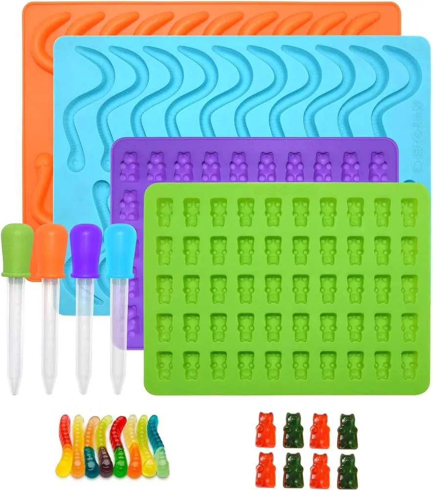 Juego de 8 moldes de silicona con forma de oso de peluche y gusano, 4 gotas, para hacer gomitas, caramelos, chocolate, cubitos de hielo congelados, golosinas y golosinas : Amazon.com.mx: Hogar y Juego de 8 moldes de silicona con forma de oso de peluche y gusano, 4 gotas, para hacer gomitas, caramelos, chocolate, cubitos de hielo congelados, golosinas y golosinas : Amazon.com.mx: Hogar y