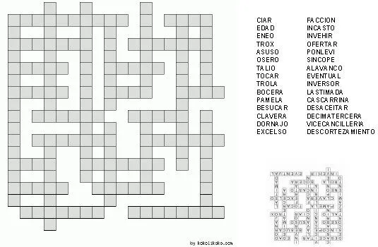 Juego de palabras cruzadas para imprimir