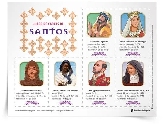 Juego de los santos católicos; una actividad de juego de cartas para estudiantes Juego de los santos católicos; una actividad de juego de cartas para estudiantes