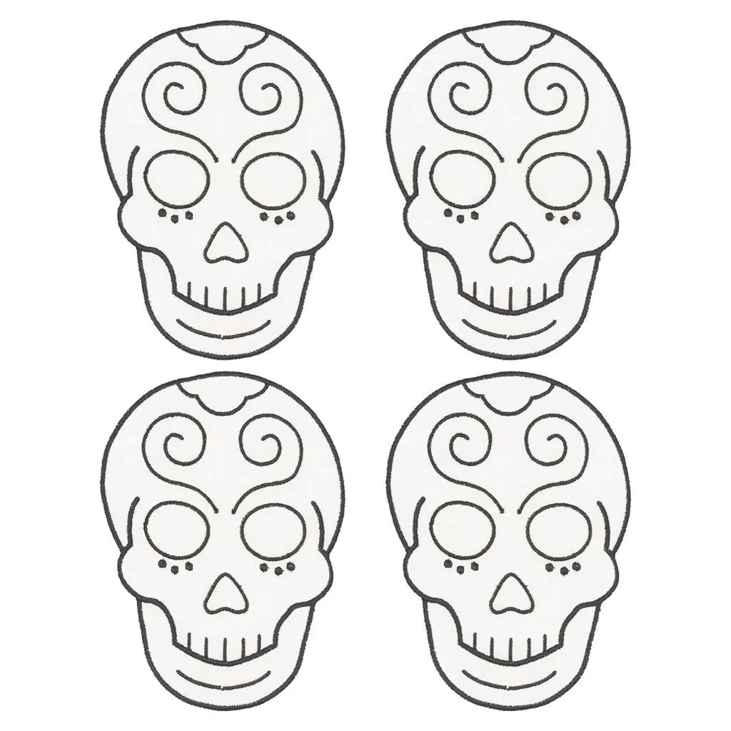 Juego de 4 Servilletas de Coctel en forma de Calaca en Lino Blanco con – ZASH Store Juego de 4 Servilletas de Coctel en forma de Calaca en Lino Blanco con – ZASH Store