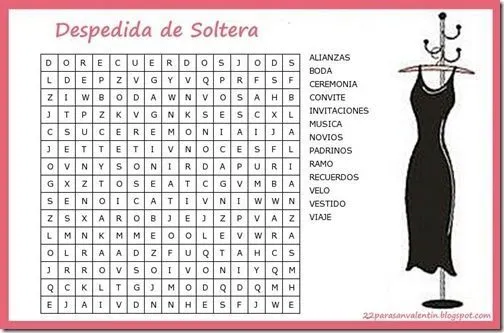 Juego Sopa de letras para despedida de soltera | Bridal shower ...