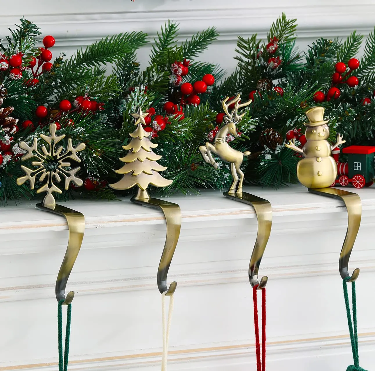 Juego de 4 soportes para calcetines de Navidad, muñeco de nieve, Papá Noel, copos de nieve, Juego de 4 soportes para calcetines de Navidad, muñeco de nieve, Papá Noel, copos de nieve,