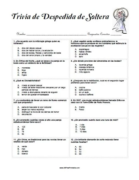 Juego Trivia de Despedida de Soltera - Para Imprimir Gratis ... Juego Trivia de Despedida de Soltera - Para Imprimir Gratis ...