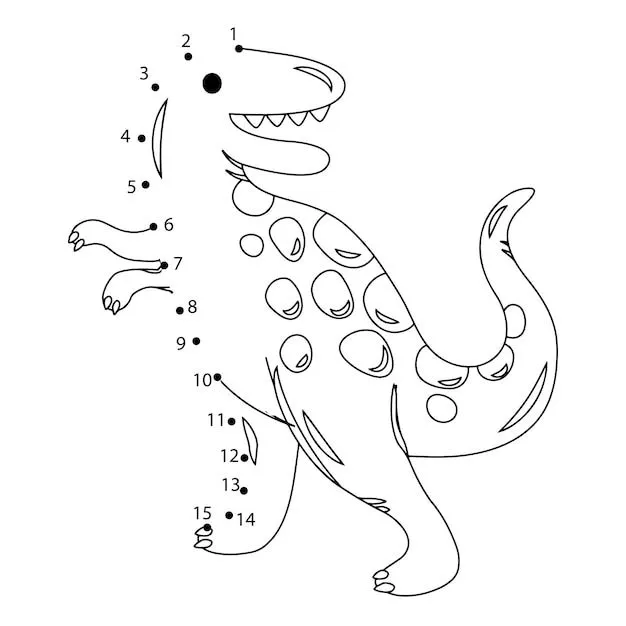 Juego de unir puntos con dinosaurios para niños | Vector Premium Juego de unir puntos con dinosaurios para niños | Vector Premium