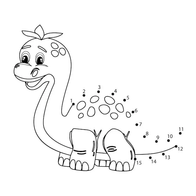 Juego de unir puntos con dinosaurios para niños | Vector Premium Juego de unir puntos con dinosaurios para niños | Vector Premium