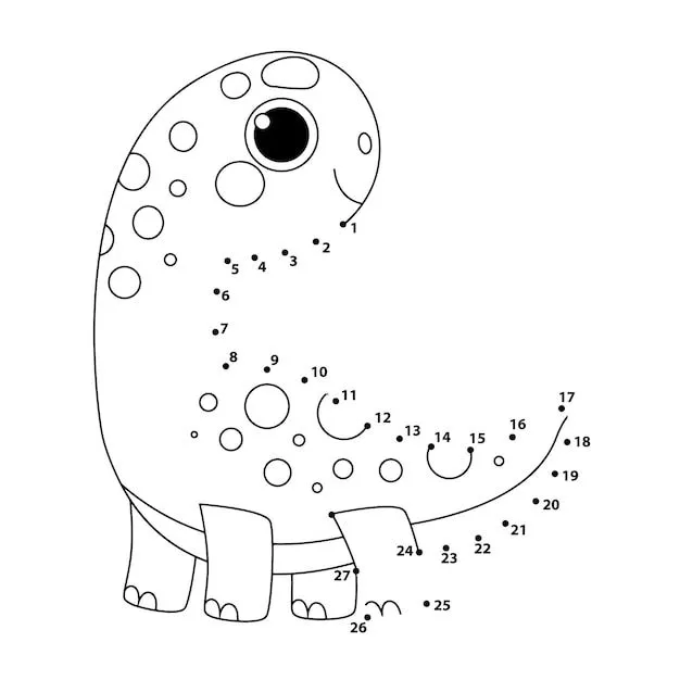 Juego de unir puntos con dinosaurios para niños | Vector Premium Juego de unir puntos con dinosaurios para niños | Vector Premium