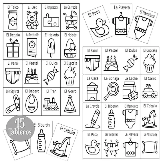 Juegos Para Baby Shower En Español Loteria 45 Tableros Baby Shower Games In  Spanish Loteria Game 40 Boards - Etsy México