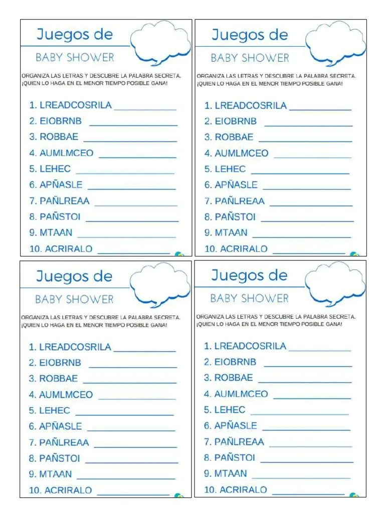 Juegos Baby Shower | PDF