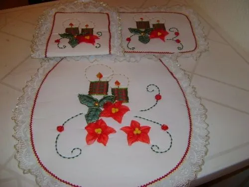 Juegos de baño bordados con liston navideños - Imagui Juegos de baño bordados con liston navideños - Imagui