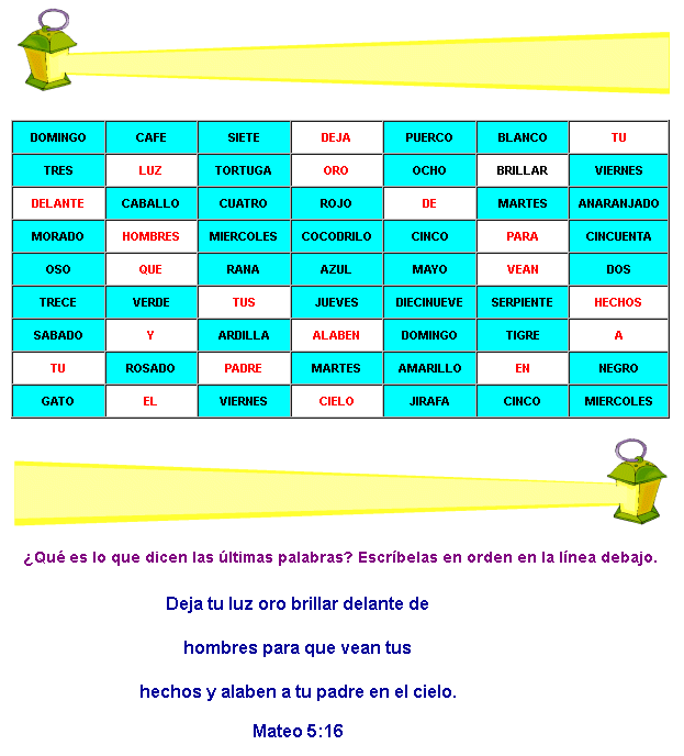 Juegos Bíblicos: Deja tu luz brillar(Cross out) ~ Mi vida sin ... Juegos Bíblicos: Deja tu luz brillar(Cross out) ~ Mi vida sin ...