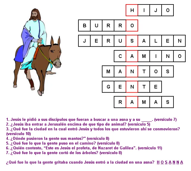 Juegos Bíblicos: Puzzle de la entrada triunfal de Jesús a ...