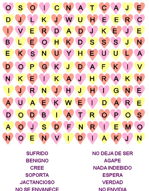 Juegos Bíblicos: Sopa de Letras para 1 Corintios 13 - El Amor es ... Juegos Bíblicos: Sopa de Letras para 1 Corintios 13 - El Amor es ...