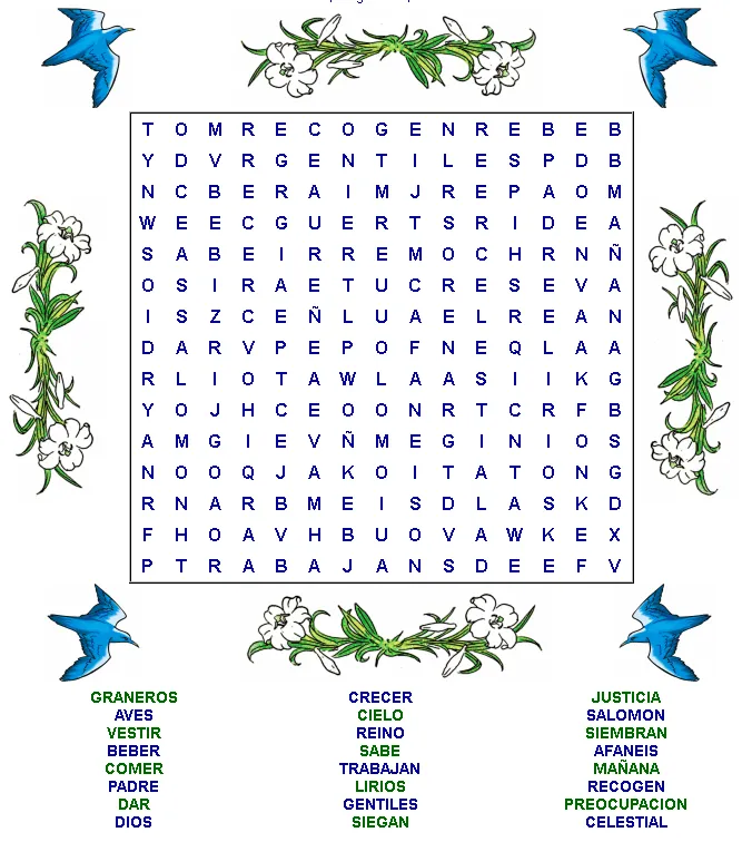 Juegos Bíblicos: Sopa de Letras (Mateo 6,25) - ¡No te Preocupes ... Juegos Bíblicos: Sopa de Letras (Mateo 6,25) - ¡No te Preocupes ...