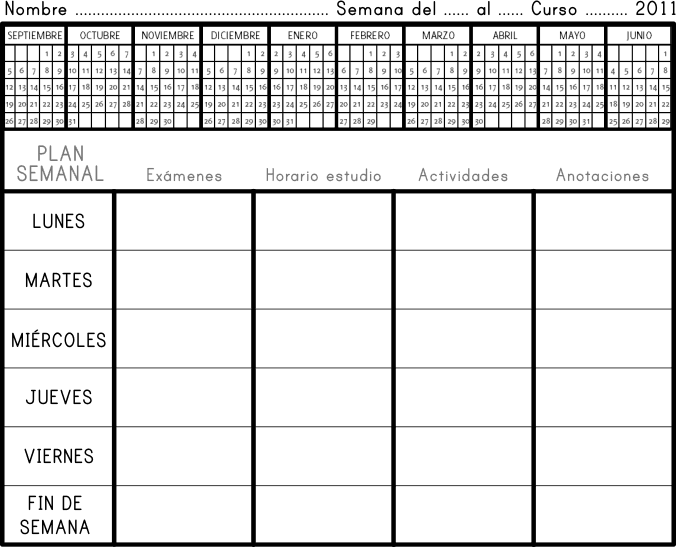 Plantillas horarios semanales para imprimir - Imagui