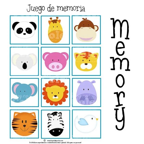 Juego de Memoria de Animales | PRINTABLES/IMPRIMIBLES | Pinterest ...