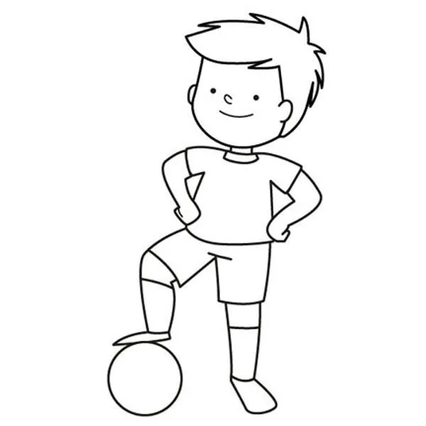 jugando al fútbol con su pelota: dibujo para colorear e imprimir jugando al fútbol con su pelota: dibujo para colorear e imprimir