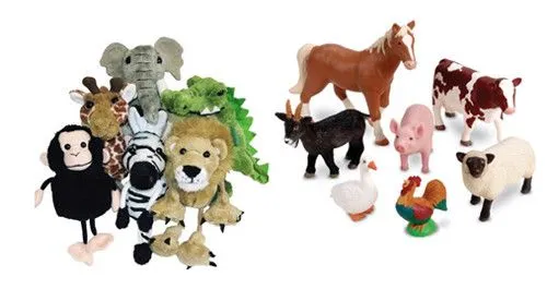 Jugando con muñecos de animales: ¿cuál le gusta más?