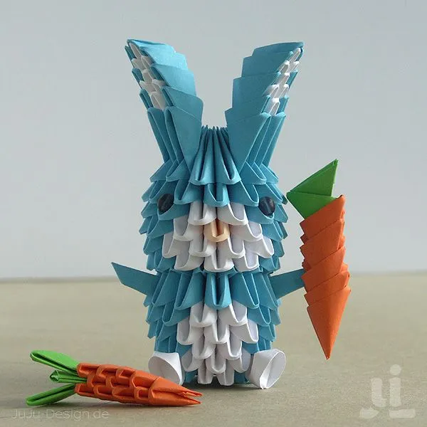 JuJu-Design-Blog: Origami Häschen mit Möhrchen JuJu-Design-Blog: Origami Häschen mit Möhrchen
