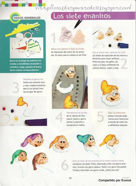 JULIASADA: manualidades en foami, blanca nieves y los 7 enanitos JULIASADA: manualidades en foami, blanca nieves y los 7 enanitos