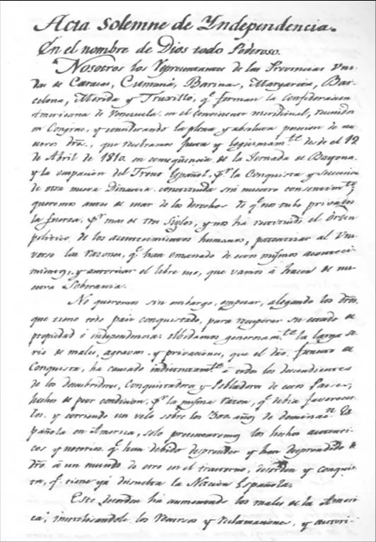 5 de Julio de 1811: Declaración de la independencia de Venezuela ... 5 de Julio de 1811: Declaración de la independencia de Venezuela ...