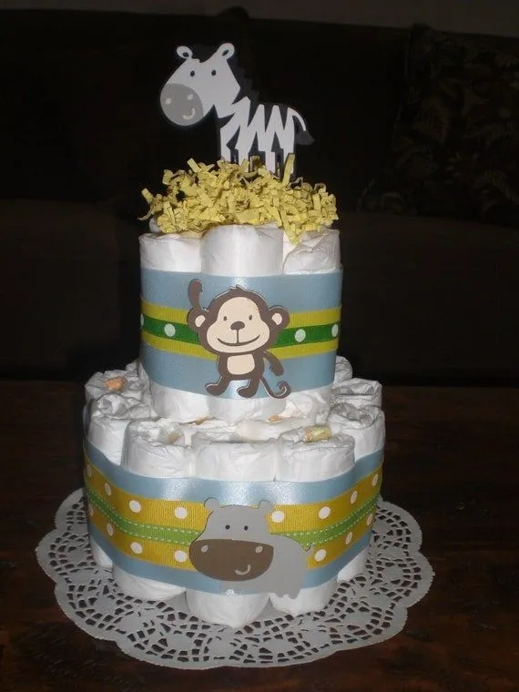 Jungle Safari tema pañal torta bebé ducha por bearbottomdiapercakes Jungle Safari tema pañal torta bebé ducha por bearbottomdiapercakes