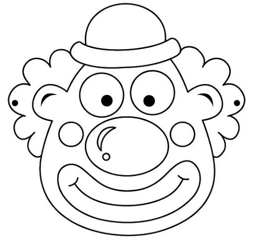 Caretas y Mascaras de Payasos para colorear e Imprimir ~ Para niños Caretas y Mascaras de Payasos para colorear e Imprimir ~ Para niños