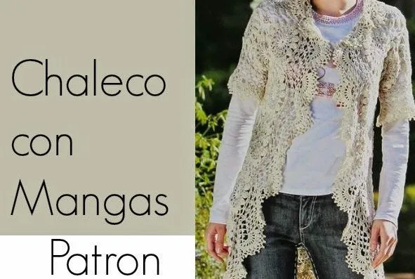 Chaleco con mangas flores Patron - Patrones Crochet