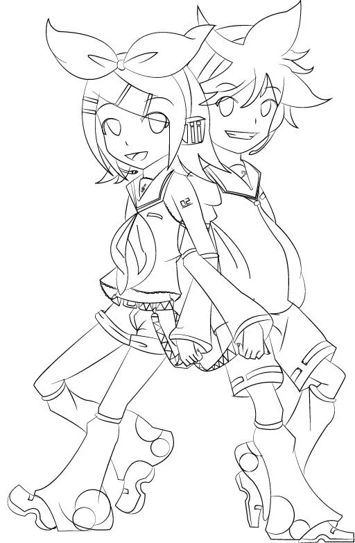 kagamine rin y len lineart by amelia250 on DeviantArt