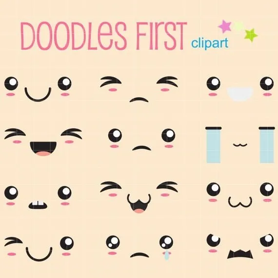 Kawaii caras y expresiones Digital Clip Art para por DoodlesFirst Kawaii caras y expresiones Digital Clip Art para por DoodlesFirst