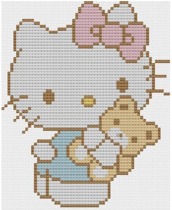 Kawaii Hello Kitty cross stitch pattern PDF by NostalgicLacquer Kawaii Hello Kitty cross stitch pattern PDF by NostalgicLacquer