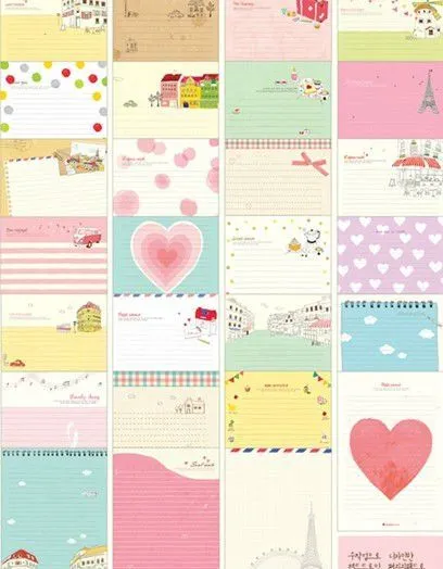 Kawaii romántico de papel carta de diseño de papelería variety ... Kawaii romántico de papel carta de diseño de papelería variety ...