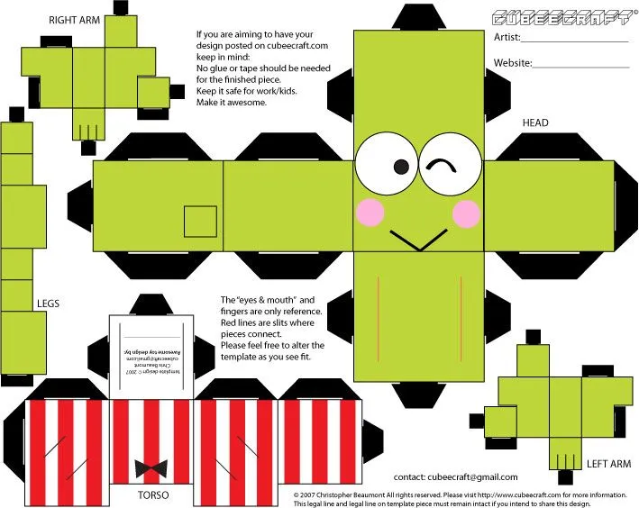 Keroppi cube craft | Cube Craft | Pinterest
