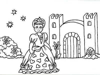  ... KIDS.: DIBUJO PARA COLOREAR DE UNA PRINCESA PASEANDO POR EL JARDIN